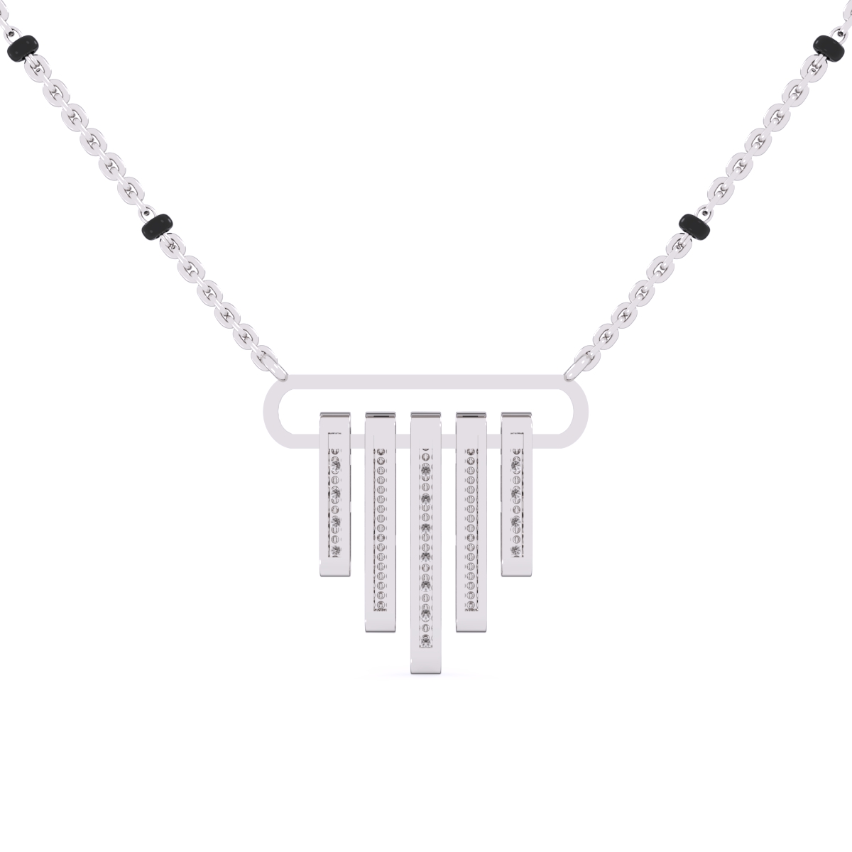 Attractive Round Bar Diamond Mangalsutra For Her